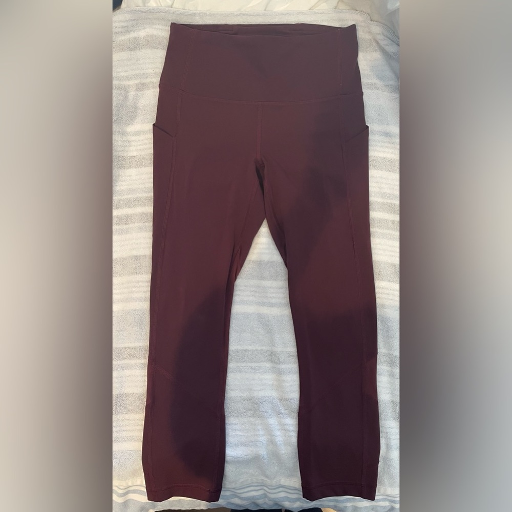 Lululemon Leggings 4 Womens Garnet Side Pockets Crop Mesh